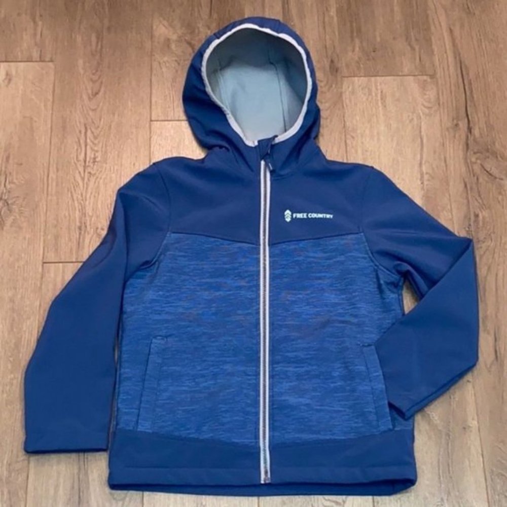 Free Country Youth Blue Soft-Shell Hooded Jacket